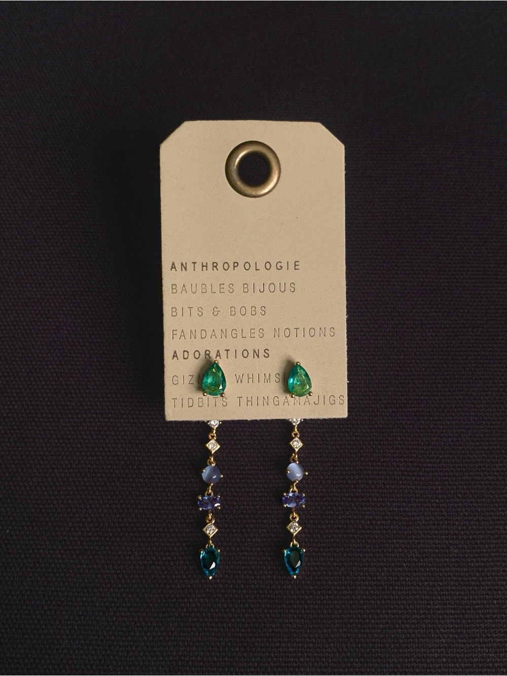 ANTHROPOLOGIE Drippy Stone Earrings – 14K Gold Plated – NWT